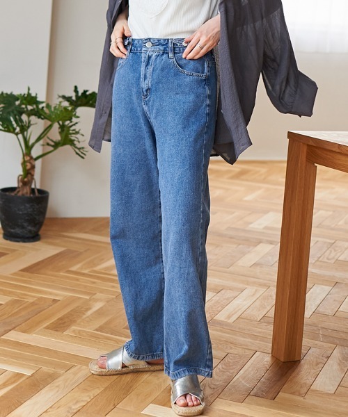 Rejoule（リジュール）の「ハイウエストデニムストレートパンツ（デニムパンツ・レディース・ライトブルー/ダークブルー・S/M）」の5枚目の写真