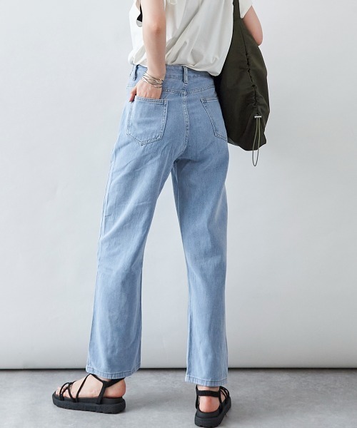 Rejoule（リジュール）の「ハイウエストデニムストレートパンツ（デニムパンツ・レディース・ライトブルー/ダークブルー・S/M）」の21枚目の写真