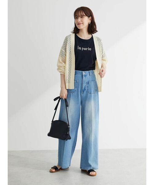 RAY CASSIN FAVORI（レイカズンフェバリ）の「・RAY　CASSIN　パールドットロゴTシャツ（Tシャツ/カットソー・レディース・ブラック/オフホワイト/ブルー・FREE）」の4枚目の写真