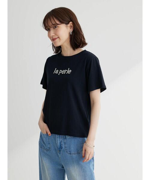 RAY CASSIN FAVORI（レイカズンフェバリ）の「・RAY　CASSIN　パールドットロゴTシャツ（Tシャツ/カットソー・レディース・ブラック/オフホワイト/ブルー・FREE）」の6枚目の写真