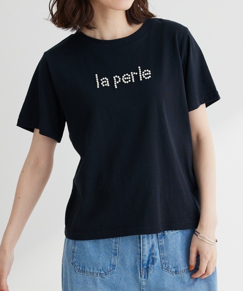 RAY CASSIN FAVORI（レイカズンフェバリ）の「・RAY　CASSIN　パールドットロゴTシャツ（Tシャツ/カットソー・レディース・ブラック/オフホワイト/ブルー・FREE）」の3枚目の写真