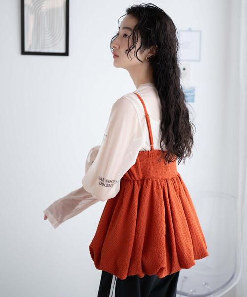 WEGO(ウィゴー)の「WEGO/バルーンシルエットミニキャミチュニック(チュニック・レディース・ダークオレンジ/ブラック・FREE)」の6枚目の写真