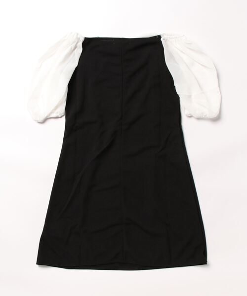 frunco（フランコ）の「袖ドッキングフロントリボンミニワンピ（ワンピース・レディース・ブラック・FREE）」の2枚目の写真