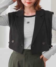 ロゴ刺繍テレコパイピングＴＯＰＳ