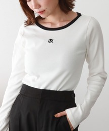 ロゴ刺繍テレコパイピングTOPS