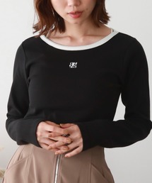 ロゴ刺繍テレコパイピングTOPS