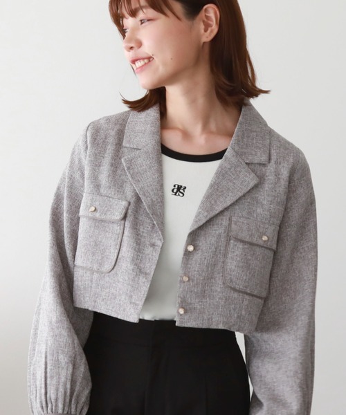 archives（アルシーヴ）の「ロゴ刺繍テレコパイピングＴＯＰＳ（Tシャツ/カットソー・レディース・ブラック/ホワイト×ブラック/グレー/オフホワイト・MEDIUM）」の8枚目の写真