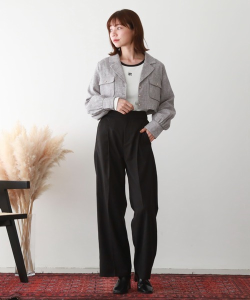 archives（アルシーヴ）の「ロゴ刺繍テレコパイピングＴＯＰＳ（Tシャツ/カットソー・レディース・ブラック/ホワイト×ブラック/グレー/オフホワイト・MEDIUM）」の9枚目の写真