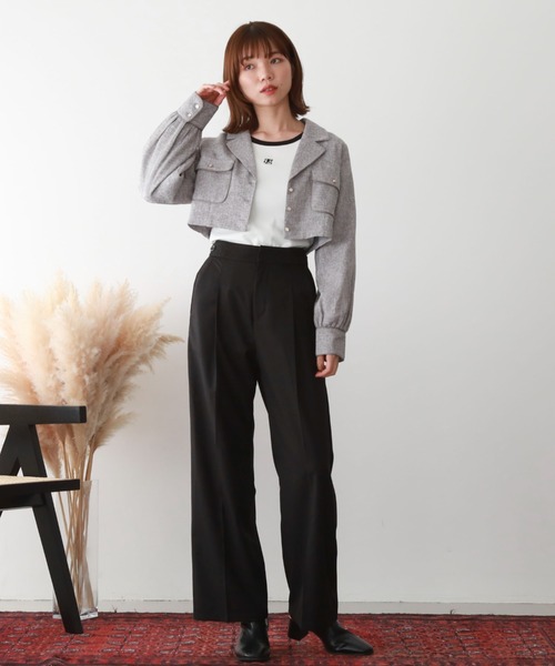 archives（アルシーヴ）の「ロゴ刺繍テレコパイピングＴＯＰＳ（Tシャツ/カットソー・レディース・ブラック/ホワイト×ブラック/グレー/オフホワイト・MEDIUM）」の10枚目の写真