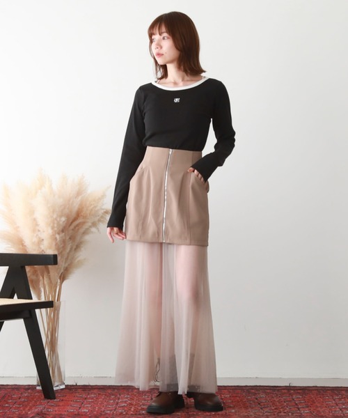 archives（アルシーヴ）の「ロゴ刺繍テレコパイピングＴＯＰＳ（Tシャツ/カットソー・レディース・ブラック/ホワイト×ブラック/グレー/オフホワイト・MEDIUM）」の14枚目の写真