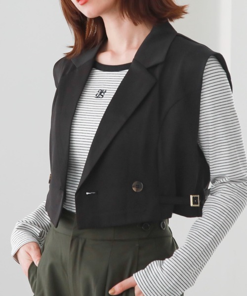 archives（アルシーヴ）の「ロゴ刺繍テレコパイピングＴＯＰＳ（Tシャツ/カットソー・レディース・ブラック/ホワイト×ブラック/グレー/オフホワイト・MEDIUM）」の18枚目の写真