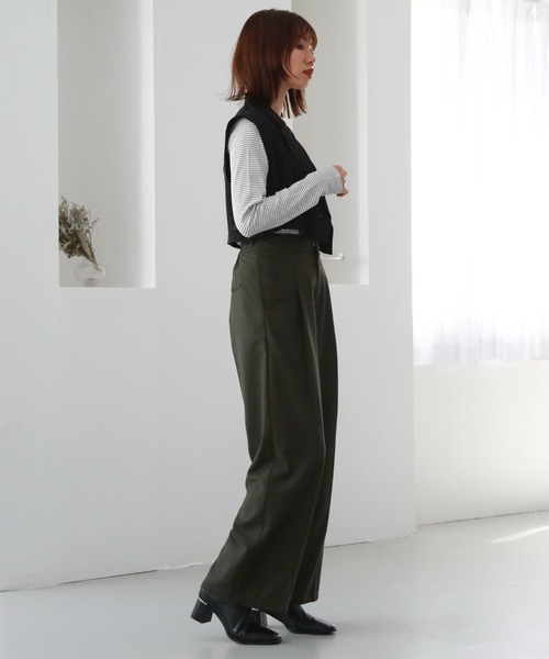 archives（アルシーヴ）の「ロゴ刺繍テレコパイピングＴＯＰＳ（Tシャツ/カットソー・レディース・ブラック/ホワイト×ブラック/グレー/オフホワイト・MEDIUM）」の22枚目の写真