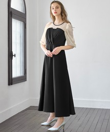 girl（ガール）の「ドットシフォンビスチェ風レースアップリボン フレア ロング 結婚式 ワンピース パーティードレス オケージョンドレス お呼ばれ 二次会 成人式 同窓会 謝恩会（ドレス）」