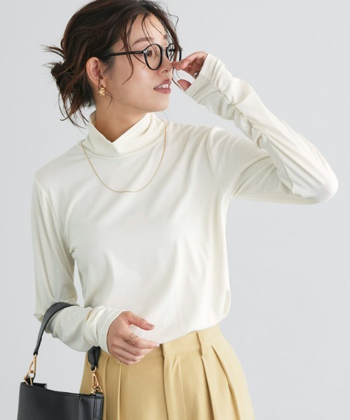 セール】【静電気防止】【袖くしゅ】タートルネック/シャーリング袖