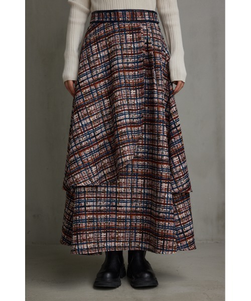 AZUL by moussy（アズールバイマウジー）の「レイヤードデザインフレアスカート（スカート・レディース・レッド系その他/ブラック・MEDIUM/SMALL）」の14枚目の写真