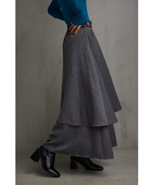AZUL by moussy（アズールバイマウジー）の「レイヤードデザインフレアスカート（スカート・レディース・レッド系その他/ブラック・MEDIUM/SMALL）」の20枚目の写真