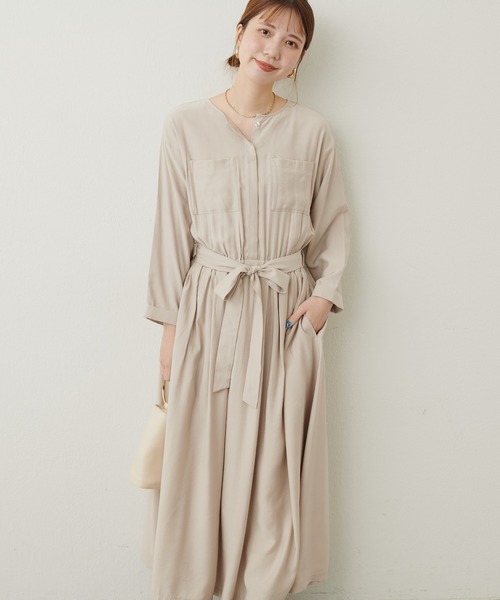 natural couture(ナチュラルクチュール)の「胸ポケデザインドルマンスリーブワンピース(ワンピース・レディース・ライトベージュ/ブラウン/カーキ/レンガ・FREE)」の11枚目の写真