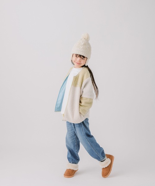 BAYFLOW（ベイフロー）の「[表裏使える！フードなしで安心♪]リバーシブルボアジャケット（KIDS）（その他アウター・キッズ・ベージュ/オフホワイト・130cm/140cm/110cm/120cm）」の3枚目の写真