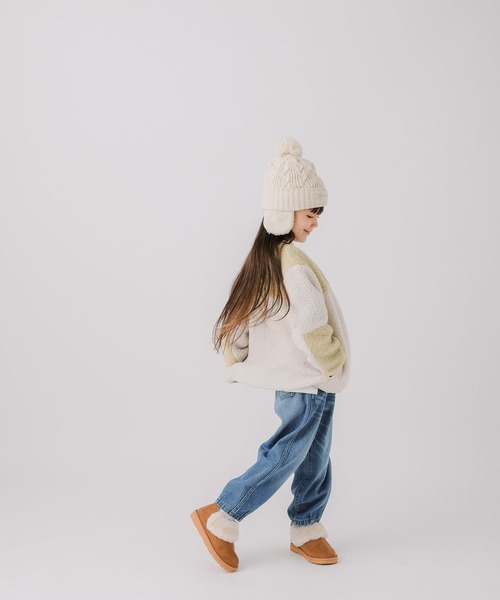 BAYFLOW（ベイフロー）の「[表裏使える！フードなしで安心♪]リバーシブルボアジャケット（KIDS）（その他アウター・キッズ・ベージュ/オフホワイト・130cm/140cm/110cm/120cm）」の4枚目の写真