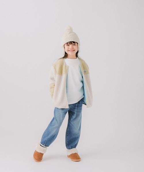 BAYFLOW（ベイフロー）の「[表裏使える！フードなしで安心♪]リバーシブルボアジャケット（KIDS）（その他アウター・キッズ・ベージュ/オフホワイト・130cm/140cm/110cm/120cm）」の5枚目の写真