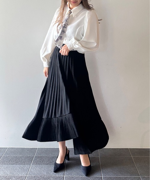 【花】ドゥロワー シルバー　プリーツ　スカート　36 blamink 花様専用】ドゥロワー シルバー プリーツ スカート 36 blamink