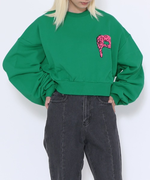 PUNYUS(プニュズ)の「パンサーサガラ刺繍クロップドスウェット(スウェット・レディース・ネイビー/ブラウン/グリーン・4/3)」の17枚目の写真
