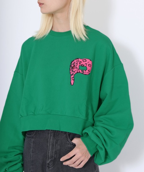 PUNYUS(プニュズ)の「パンサーサガラ刺繍クロップドスウェット(スウェット・レディース・ネイビー/ブラウン/グリーン・4/3)」の16枚目の写真