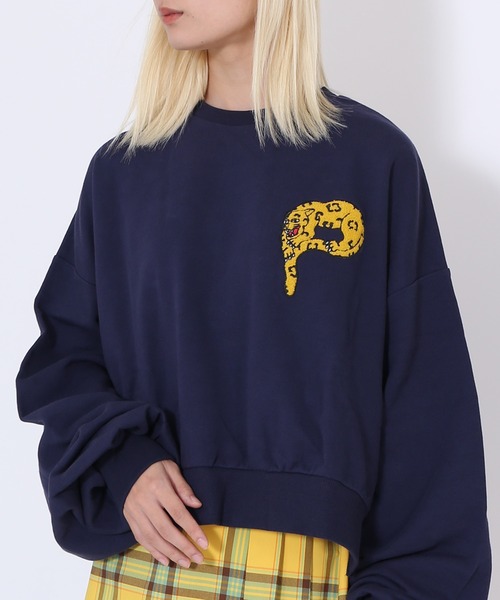 PUNYUS(プニュズ)の「パンサーサガラ刺繍クロップドスウェット(スウェット・レディース・ネイビー/ブラウン/グリーン・4/3)」の15枚目の写真