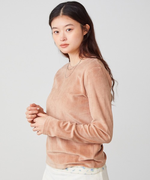 MILLER(ミラー)の「▲R.P.miller/ミラー Velor L/S ベロアTシャツ(Tシャツ/カットソー・レディース・ネイビー/ベージュ/アイボリー・FREE)」の3枚目の写真