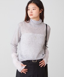 ADAWAS/アダワス SEMI-SHEER CASHMERE TURTLE-NECK ハイネック