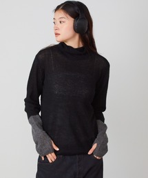 ADAWAS/アダワス SEMI-SHEER CASHMERE TURTLE-NECK ハイネック