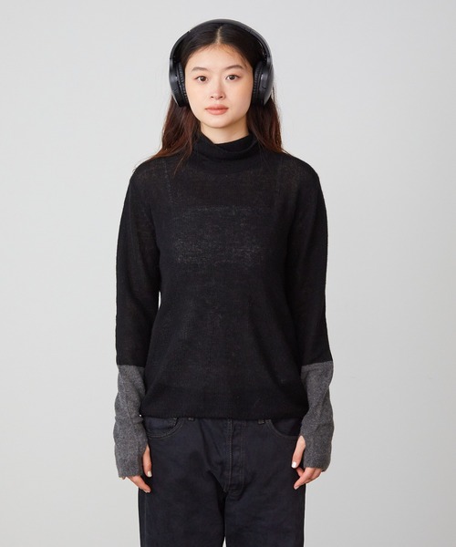 ADAWAS/アダワス SEMI-SHEER CASHMERE TURTLE-NECK ハイネック（ニット
