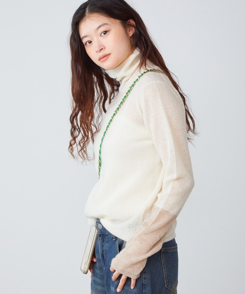 ADAWAS/アダワス SEMI-SHEER CASHMERE TURTLE-NECK ハイネック（ニット
