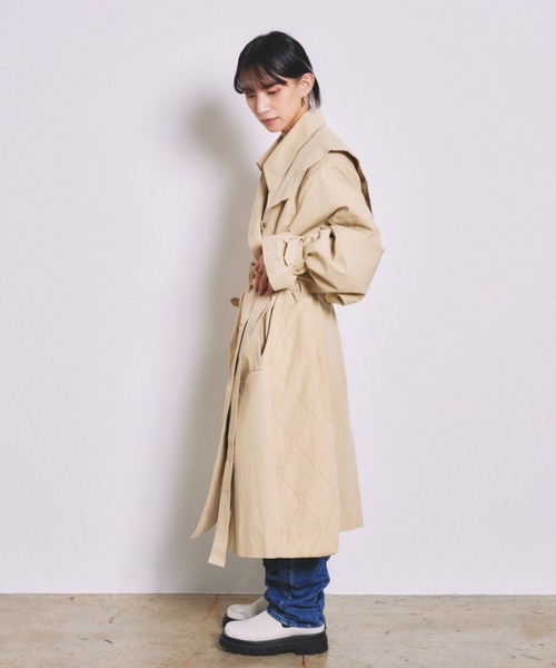 INTER FACTORY（インターファクトリー）の「とまん - キルティングトレンチコート（トレンチコート・メンズ・ベージュ・FREE）」の4枚目の写真