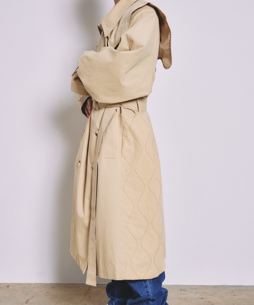 INTER FACTORY（インターファクトリー）の「とまん - キルティングトレンチコート（トレンチコート・メンズ・ベージュ・FREE）」の9枚目の写真