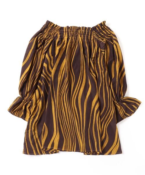 sandy（サンディー）の「sandy/プリントシャーリングチュニック（チュニック・レディース・ベージュ/パープル/ブラック/マスタード・FREE）」の5枚目の写真