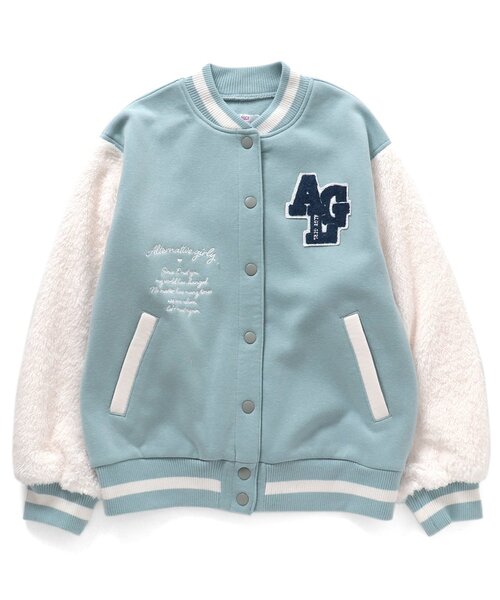 algy（アルジー）の「ボアスリーブ裏起毛スタジャン（スタジャン・キッズ・ベージュ/ピンク/サックスブルー・XX-SMALL/X-SMALL/MEDIUM/SMALL）」の3枚目の写真