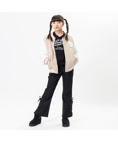 algy（アルジー）の「ボアスリーブ裏起毛スタジャン（スタジャン・キッズ・ベージュ/ピンク/サックスブルー・XX-SMALL/X-SMALL/MEDIUM/SMALL）」の4枚目の写真