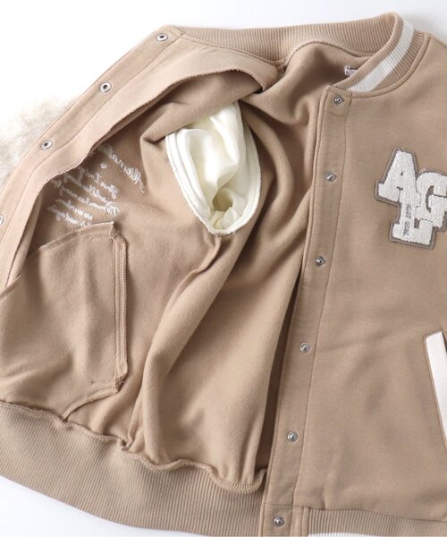 algy（アルジー）の「ボアスリーブ裏起毛スタジャン（スタジャン・キッズ・ベージュ/ピンク/サックスブルー・XX-SMALL/X-SMALL/MEDIUM/SMALL）」の11枚目の写真