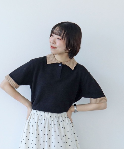 PAR ICI（パーリッシィ）の「ファンシーヤーン ポロシャツ（ポロシャツ・レディース・アイボリー/ブラック/イエロー・FREE）」の3枚目の写真