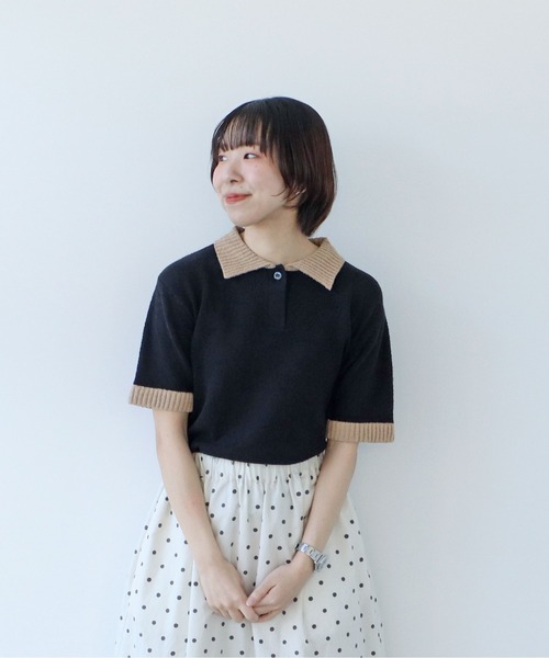 PAR ICI（パーリッシィ）の「ファンシーヤーン ポロシャツ（ポロシャツ・レディース・アイボリー/ブラック/イエロー・FREE）」の13枚目の写真