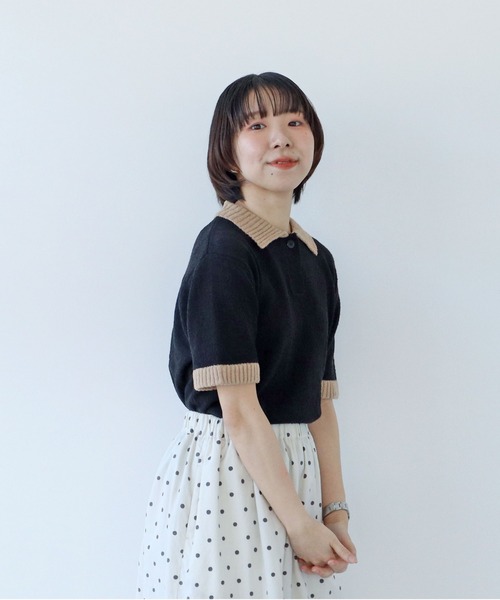 PAR ICI（パーリッシィ）の「ファンシーヤーン ポロシャツ（ポロシャツ・レディース・アイボリー/ブラック/イエロー・FREE）」の14枚目の写真