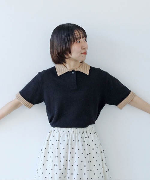 PAR ICI（パーリッシィ）の「ファンシーヤーン ポロシャツ（ポロシャツ・レディース・アイボリー/ブラック/イエロー・FREE）」の11枚目の写真