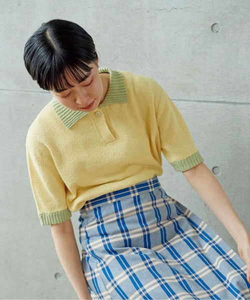 PAR ICI（パーリッシィ）の「ファンシーヤーン ポロシャツ（ポロシャツ・レディース・アイボリー/ブラック/イエロー・FREE）」の5枚目の写真