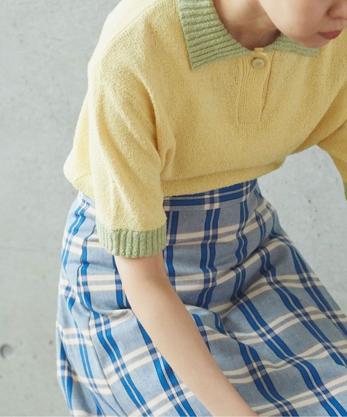 PAR ICI（パーリッシィ）の「ファンシーヤーン ポロシャツ（ポロシャツ・レディース・アイボリー/ブラック/イエロー・FREE）」の7枚目の写真