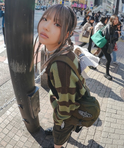 CRANK（クランク）の「【CRANK】DAMAGED STRIPE KNIT（ニット/セーター・レディース・ピンク/カーキ/スカイブルー・ONE SIZE）」の21枚目の写真