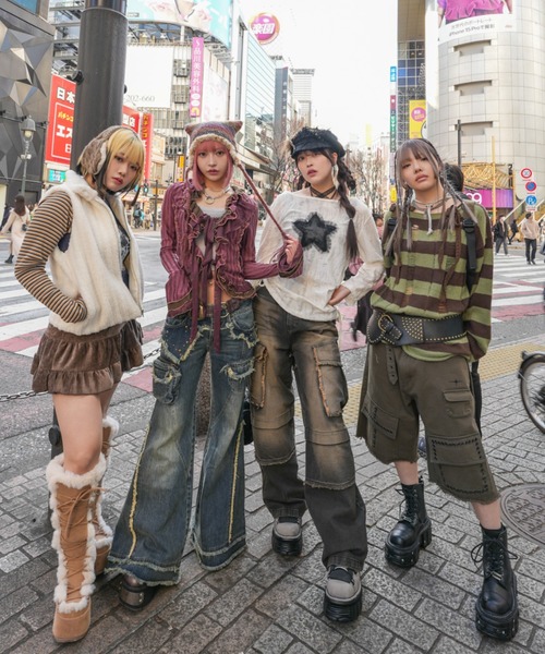 CRANK（クランク）の「【CRANK】DAMAGED STRIPE KNIT（ニット/セーター・レディース・ピンク/カーキ/スカイブルー・ONE SIZE）」の12枚目の写真