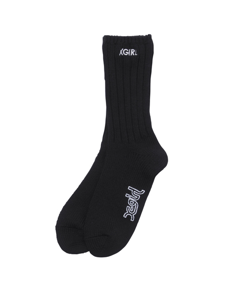 X-girl（エックスガール）の「MIX YARN SOCKS（ソックス/靴下・レディース・オレンジ/ブルー/ブラック/グレー・ONE SIZE）」の2枚目の写真