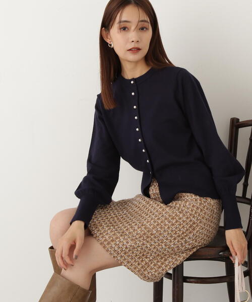 N.(N. Natural Beauty Basic)(エヌエヌナチュラルビューティーベーシック)の「◆パールボタンフロントスリットニットカーディガン(カーディガン/ボレロ・レディース・ネイビー/レモンイエロー/アイボリー/ライトグレー・MEDIUM)」の12枚目の写真