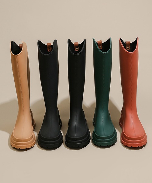 shoes365(シューズスリーシックスファイヴ)の「【shoes365】ロングレインブーツ(レインシューズ・レディース・ブラウン/グリーン/ブラック・25.0cm/23.0cm/23.5cm/24.0cm/24.5cm)」の4枚目の写真